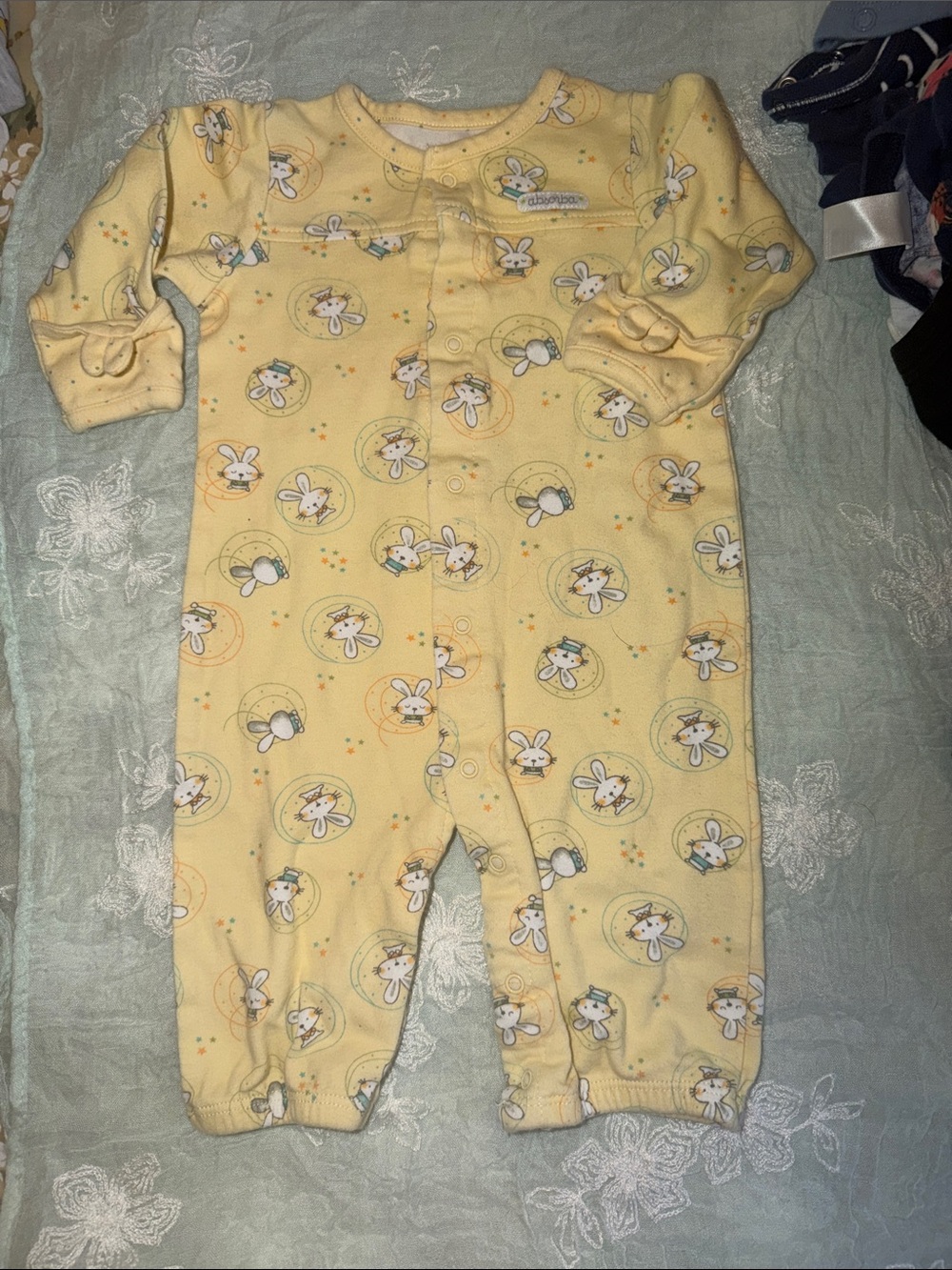Absorba Yellow Bunny-Print Footless One-Piece 3-6 months